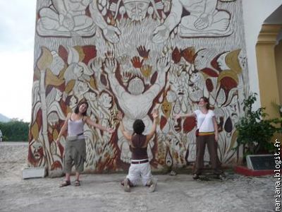 priere maya devant la casa de la cultura